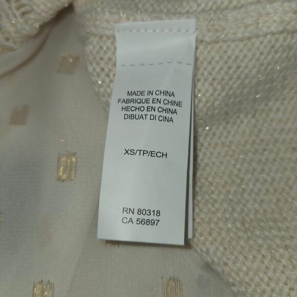 Lucky Brand XS Cream Layered Sweater Sheer Back Panel Knit Coquette Romantic - Picture 10 of 12